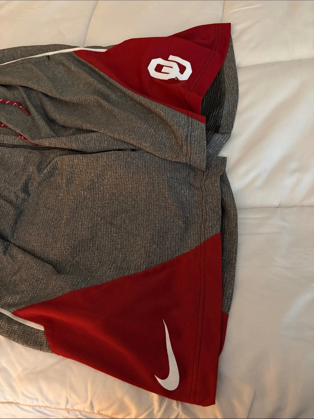 Nike Men’s Athletic Shorts Gray and Red OU Logo- University of Oklahoma